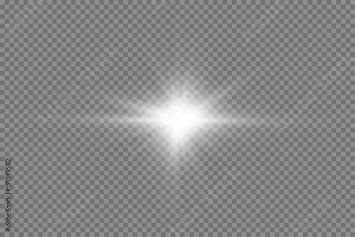 Glow light effect. Starburst with sparkles on transparent background. Vector illustration. Sun
 photo