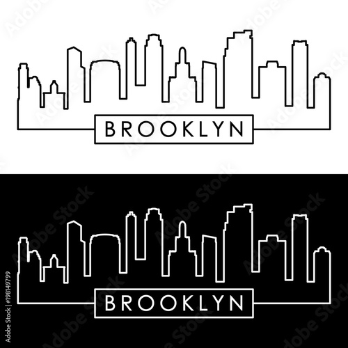 Brooklyn, New York city skyline. Linear style. Editable vector file.