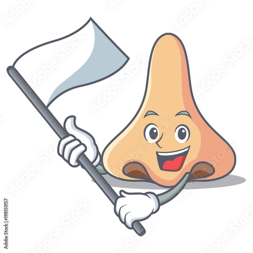 With flag nose mascot cartoon style