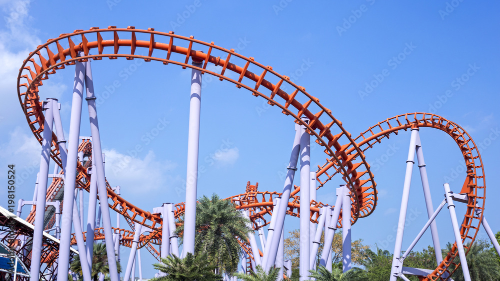 Roller coaster with blue sky Roller coaster with blue sky