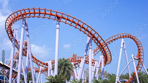 Roller coaster with blue sky