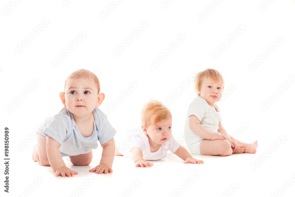 Threee babies isolated Threee babies isolated