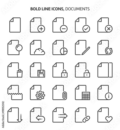 Documents, bold line icons.