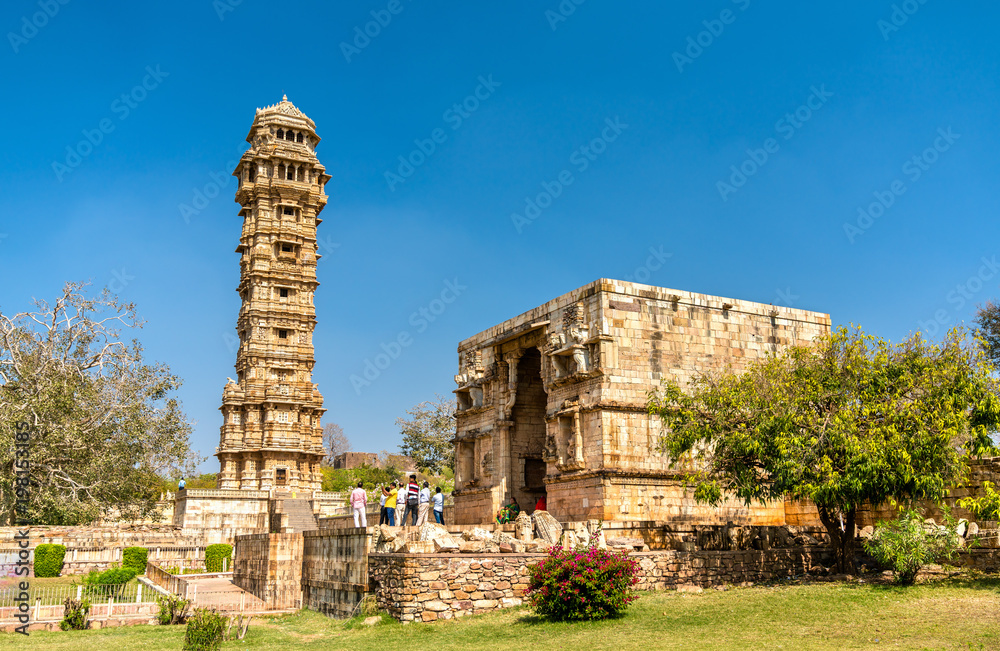 Vijaya Stambha, Victory Tower at Chittor fort. Rajasthan, India