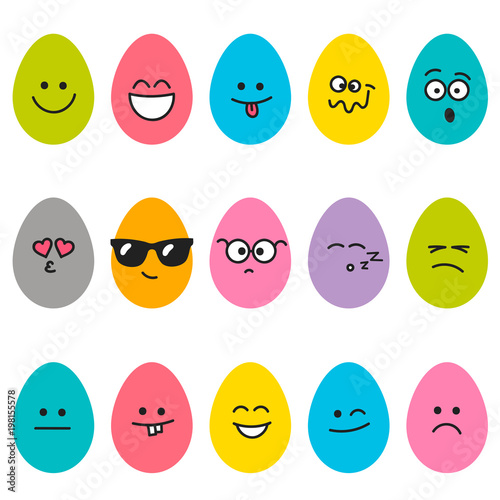Cute Easter eggs with different emotions