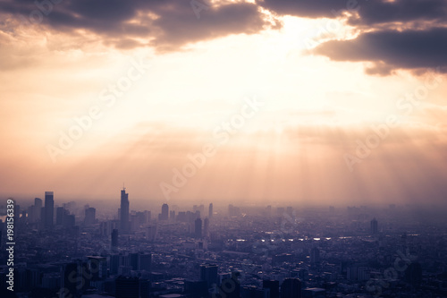 Photography sunlight ray in bangkok city,Thailand