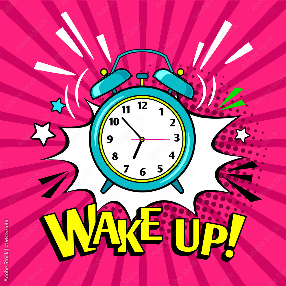 Wake up funny alarm clock Stock-Vektorgrafik | Adobe Stock