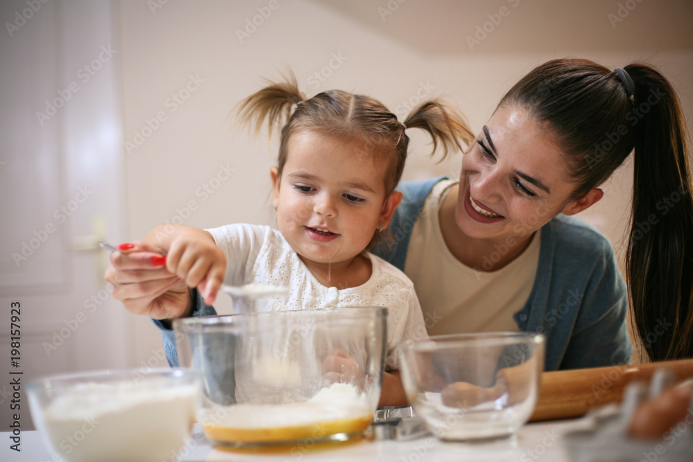 Funny cooking in kitchen.