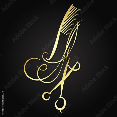 Golden scissors and comb