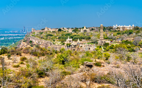 Panorama of Chittor Fort, a UNESCO world heritage site in Rajasthan, India