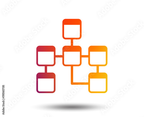 Database sign icon. Relational database schema symbol. Blurred gradient design element. Vivid graphic flat icon. Vector