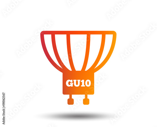 Light bulb icon. Lamp GU10 socket symbol. Led or halogen light sign. Blurred gradient design element. Vivid graphic flat icon. Vector