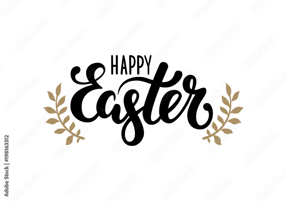 Naklejka premium happy Easter Hand drawn calligraphy and brush pen lettering. design for holiday greeting card and invitation of the happy Easter day