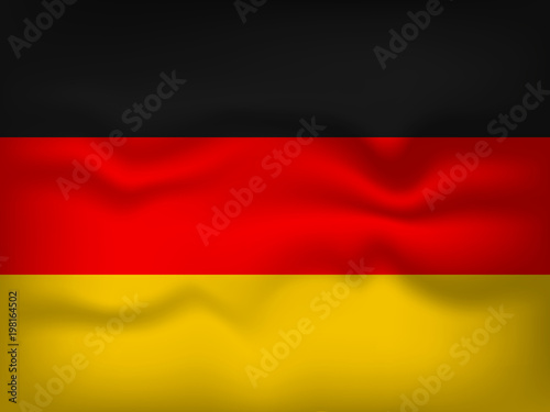 The national flag of Germany. The symbol of the state on wavy silk fabric. Realistic vector illustration.