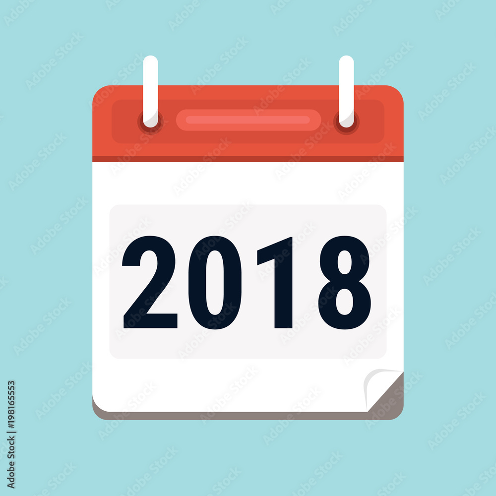 Calendar 2018 icon flat design, vector illustration, new year concept. Calendar 2018 icon flat design, vector illustration, new year concept.