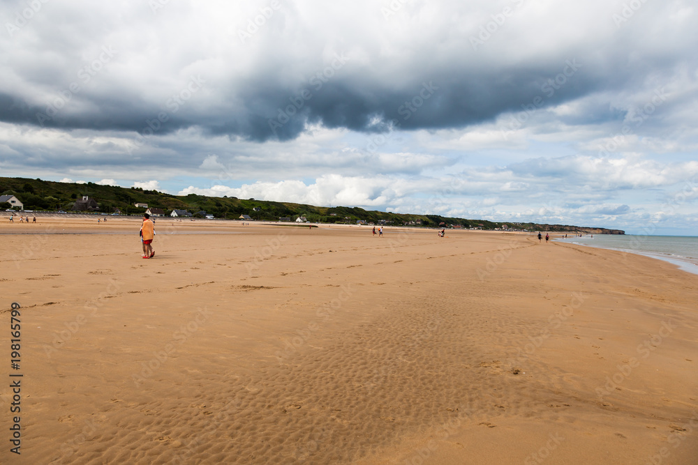Obraz premium Omaha beach at Saint Laurent sur mer, one of the sites of the allied invasion on the beaches of Normandy, France.