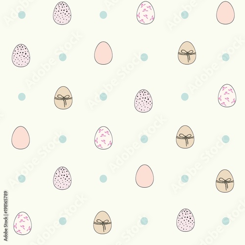 Vector hand drawn seamless pattern with easter eggs.