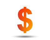 Dollars sign icon. USD currency symbol. Money label. Blurred gradient design element. Vivid graphic flat icon. Vector
