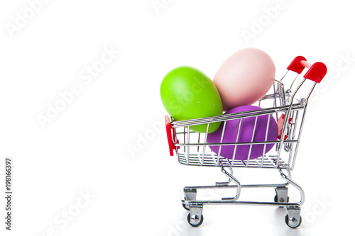 Shopping cart with Easter eggs