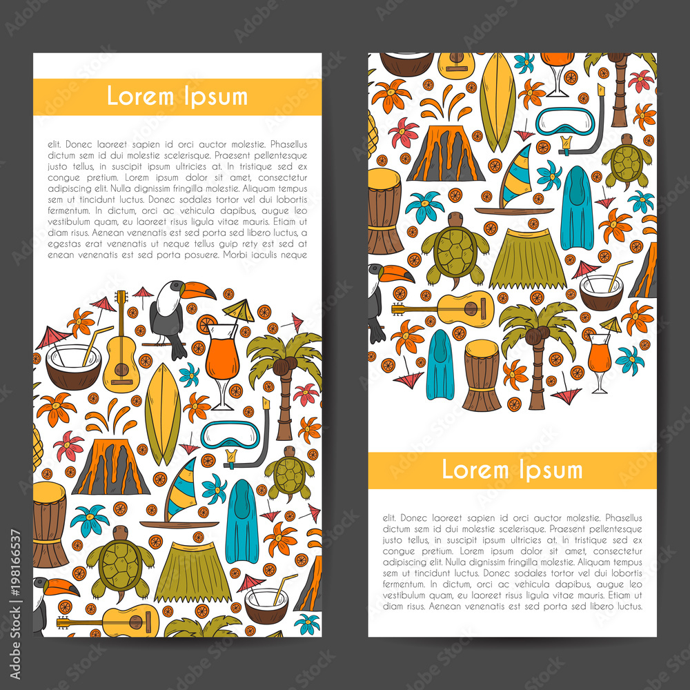 Fototapeta premium Vector hand drawn Hawaii background