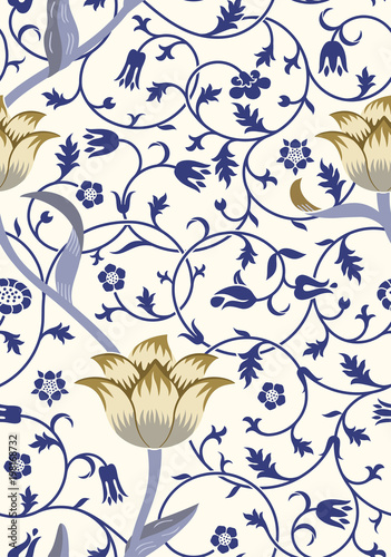 Vintage floral seamless pattern on light background. Vector illustration.