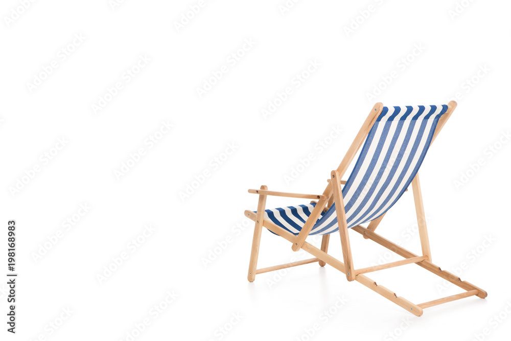 rear view of one beach chair, isolated on white
