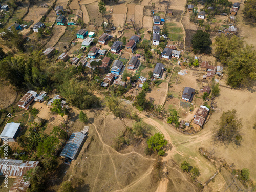 Aerial view of Nepane village near Kushma in Nepal photo