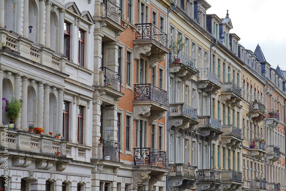 Facade of historic houses in Dresden-Neustadt
