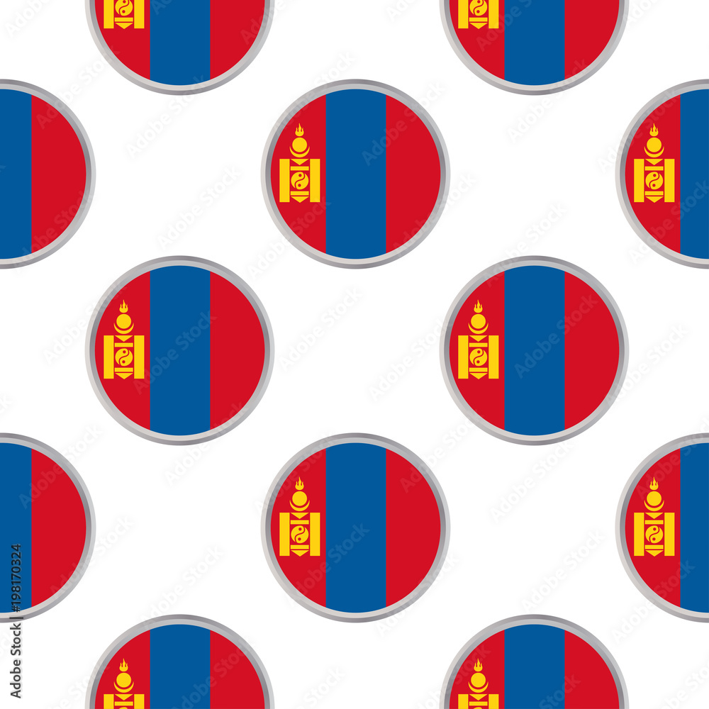 Seamless pattern from the circles with flag of Mongolia.