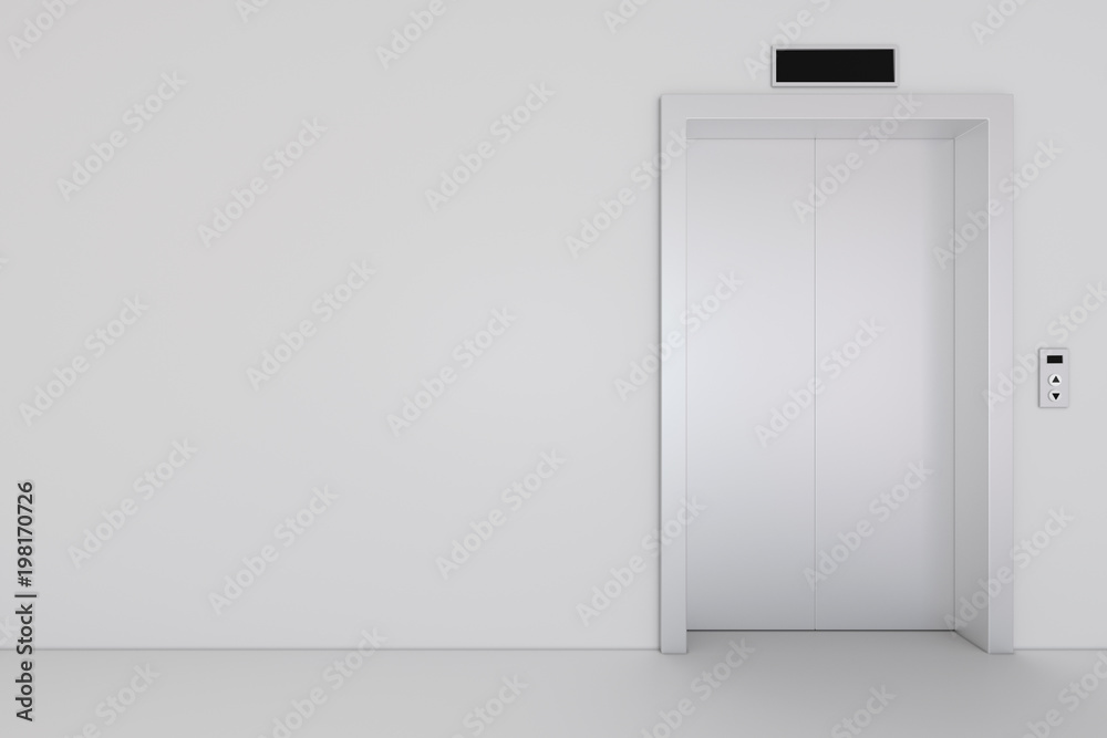 Elevator, metal elevator, waiting closed doors 3d rendering Elevator, metal elevator, waiting closed doors 3d rendering