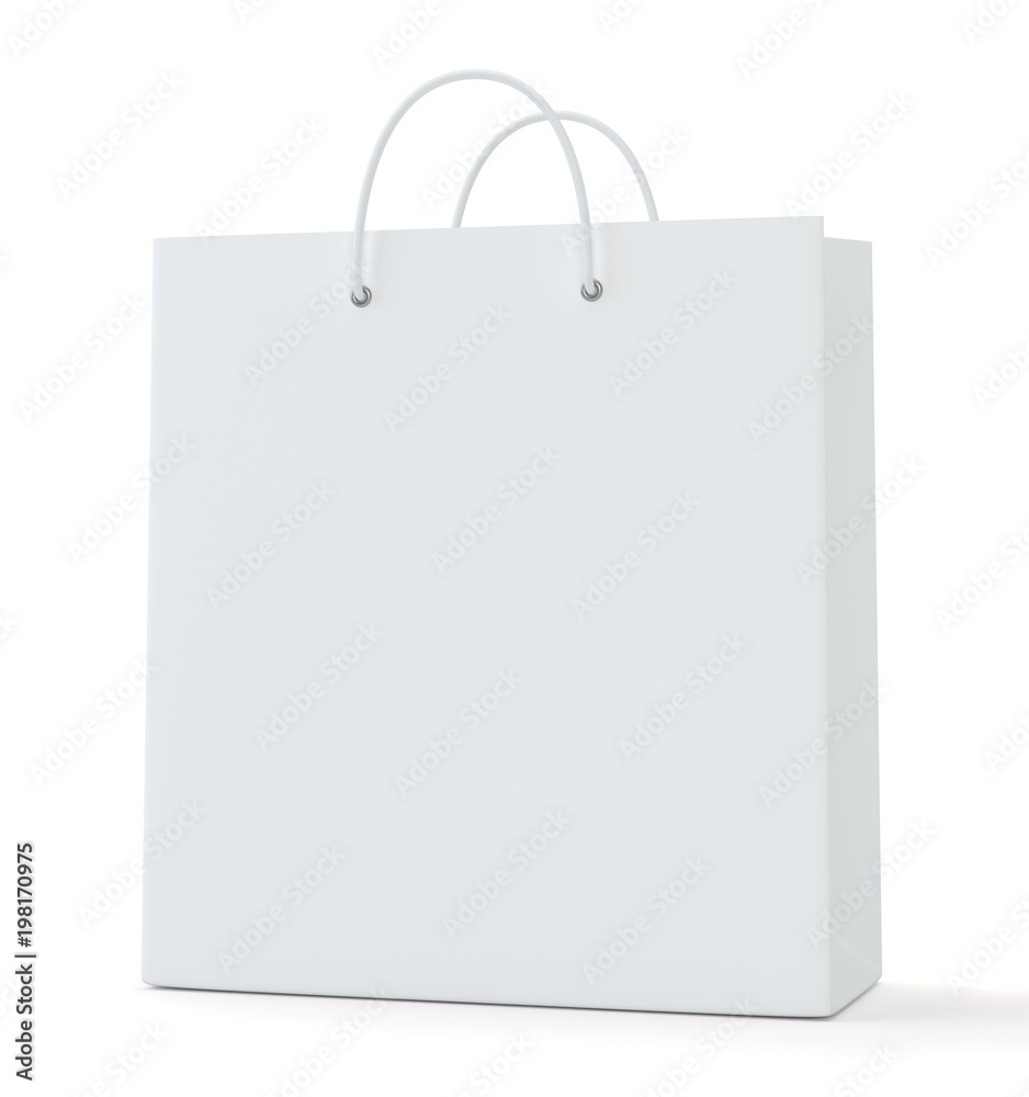 Paper Shopping Bag on white studio background. 3d rendering. Paper Shopping Bag on white studio background. 3d rendering.