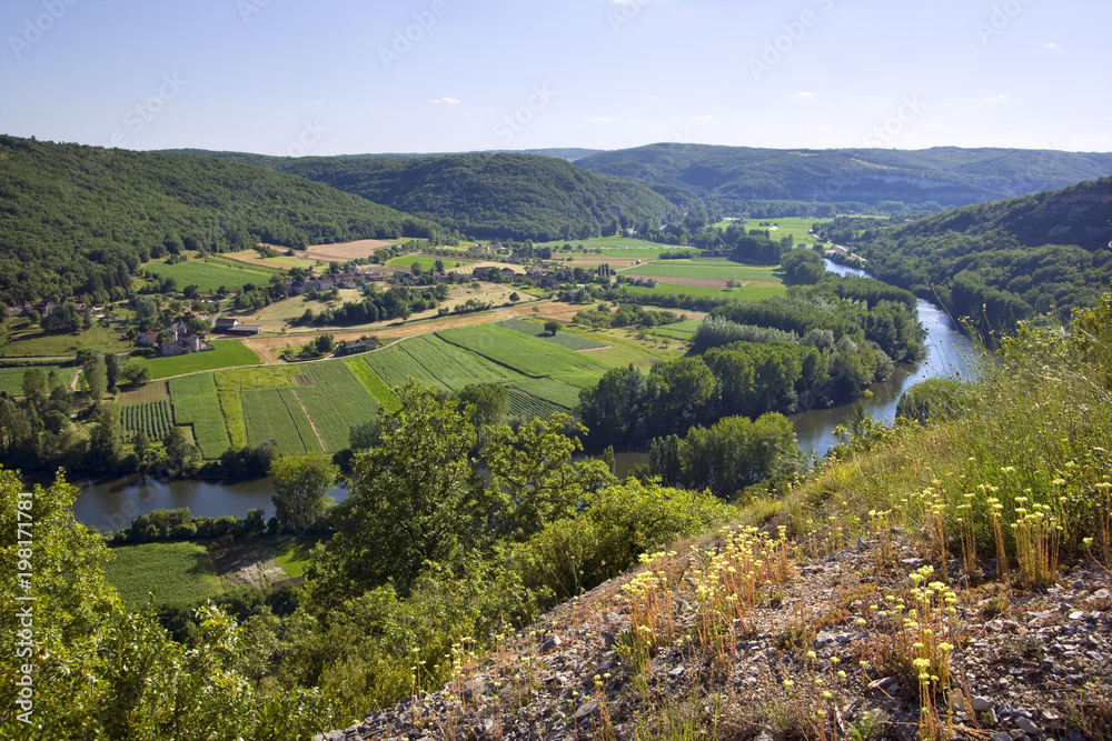 View of the rural Lot Valley near St Martin Labouvel, Lot, France