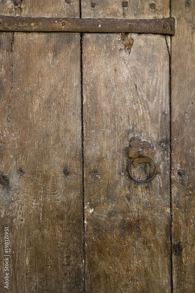 Ancient wooden door detail Ancient wooden door detail