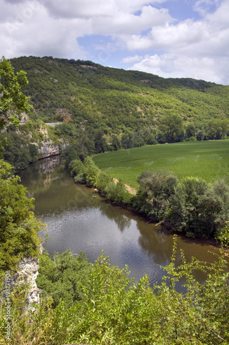 The rural Lot Valley and river near Cajarc, Lot, France