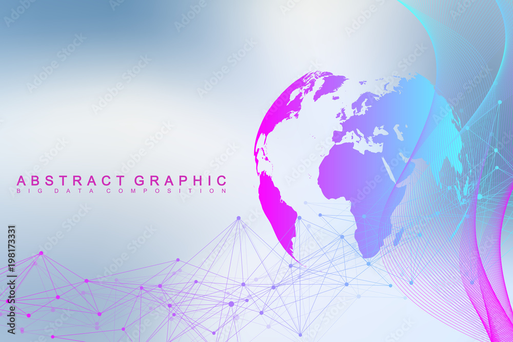 Big data complex world globe. Graphic abstract background communication. Perspective backdrop of depth. Virtual minimal array with compounds. Digital data visualization. Vector illustration Big data. Big data complex world globe. Graphic abstract background communication. Perspective backdrop of depth. Virtual minimal array with compounds. Digital data visualization. Vector illustration Big data.
