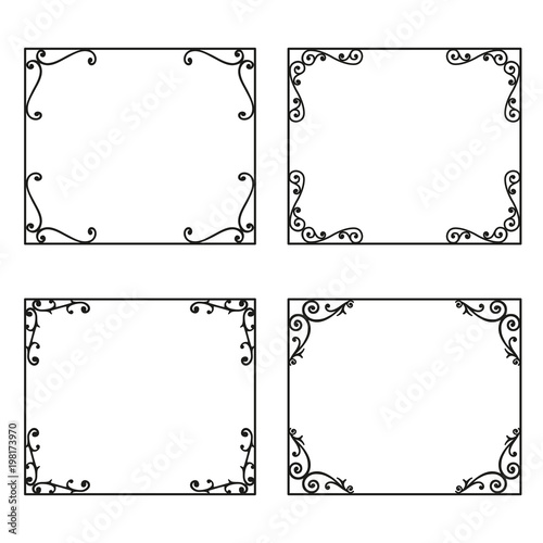 Decorative frames and borders backgrounds vintage design elements set
