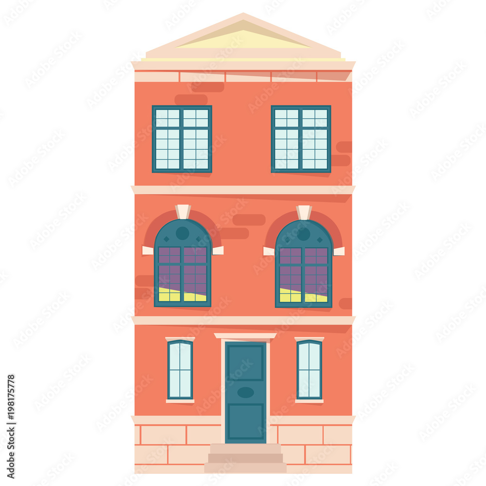 Urban house in flat design. Old buildings in european style isolated on white background. Vector illustration. Urban house in flat design. Old buildings in european style isolated on white background. Vector illustration.