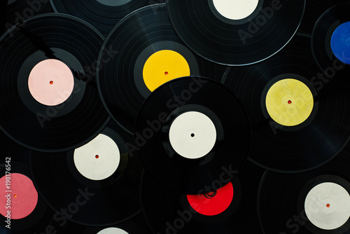 Old times vinyl records background for design.
