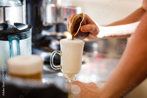 Barista Parepare Coffee Working Order Concept photo