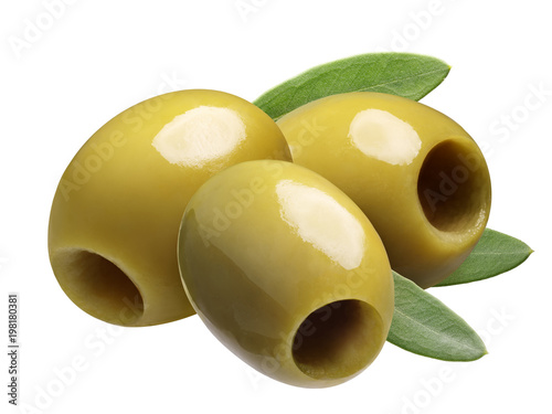 Green pitted olives, paths