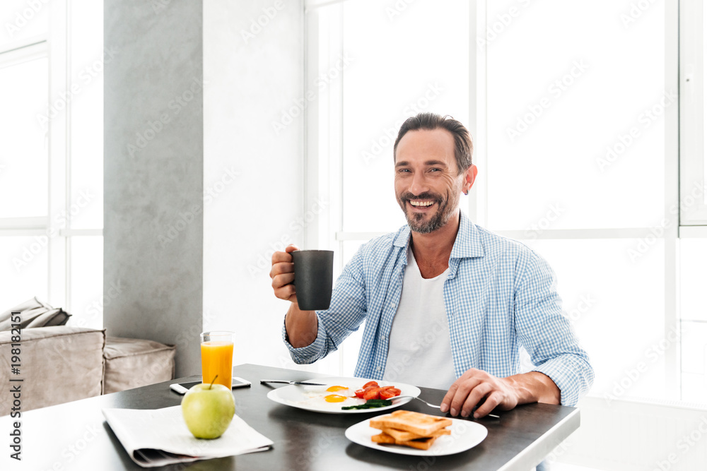 Happy mature man drinking coffee Happy mature man drinking coffee