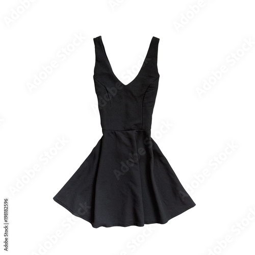 Little black dress. Fashionable concept. Isolated. White background