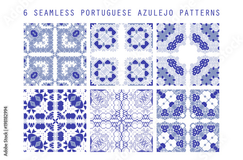 Vector tile pattern, Lisbon floral mosaic photo