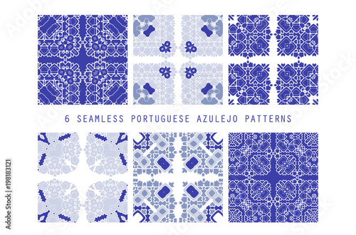 Vector tile pattern, Lisbon floral mosaic photo
