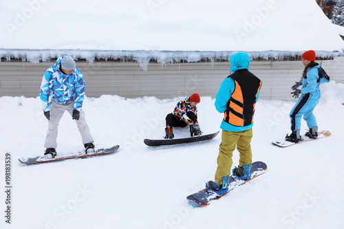 Group of friends taking sno...