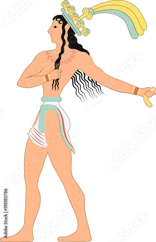 walking warrior based on the fresco "Walking Prince" from the Palace of Knossos. The Crete-Mycenaean period of ancient Greece
