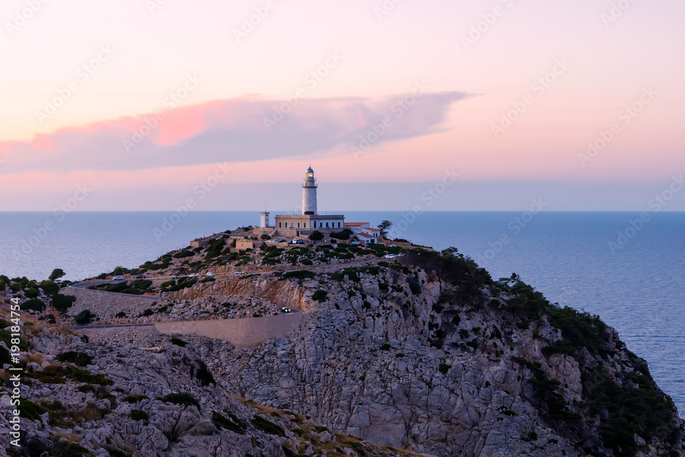 Lighthouse at Cape Formentor in the Coast of North Mallorca, Spain ( Balearic Islands ).
