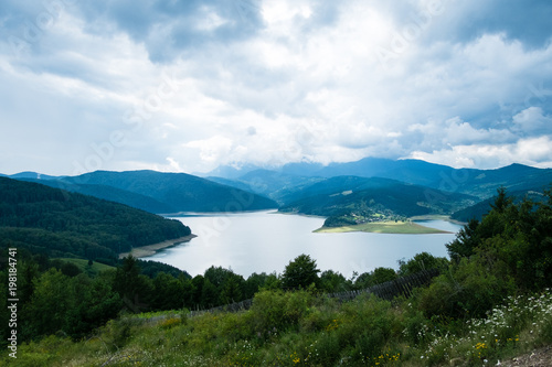 Cloudy landscape view from Lake Bicaz in Romania © bartoshd