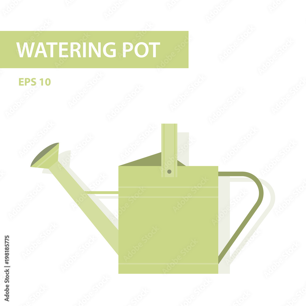 Green watering can on a white background. Garden and farm. Tools for the care of plants. Vector Flat Illustration Green watering can on a white background. Garden and farm. Tools for the care of plants. Vector Flat Illustration