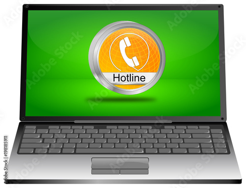 Laptop Computer with Hotline Button - 3D illustration © wwwebmeister